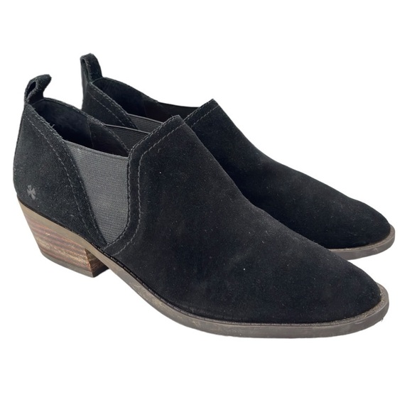 Lucky Brand Fallo Booties Women’s Size 8 M Black Suede Pull On Low Ankle Boot - Picture 1 of 10